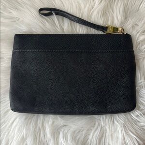 Chic Black Leather Wristlet